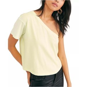 Free People Aubrey One Shoulder T-Shirt in Sweet Grass